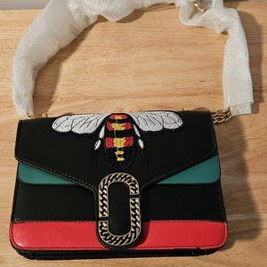 Inspired Queen Bee Shoulder Handbag Heavily Embroidered Gold Hardware  NWOT